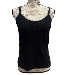 Tahari‎ Y2K Silk Blend Tank Top Black Romantic Feminine Preppy Goth Size M